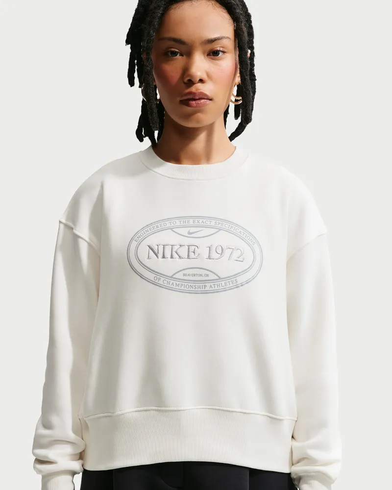 Nike Phoenix Fleece Oversize-Damen-Sweatshirt mit Rundhalsausschnitt - Weiß Weiß