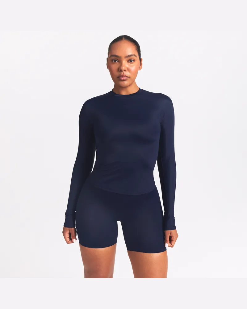 Nike SKIMS Shine Langarm-Top mit Rundhalsausschnitt für Damen - Blau Blau