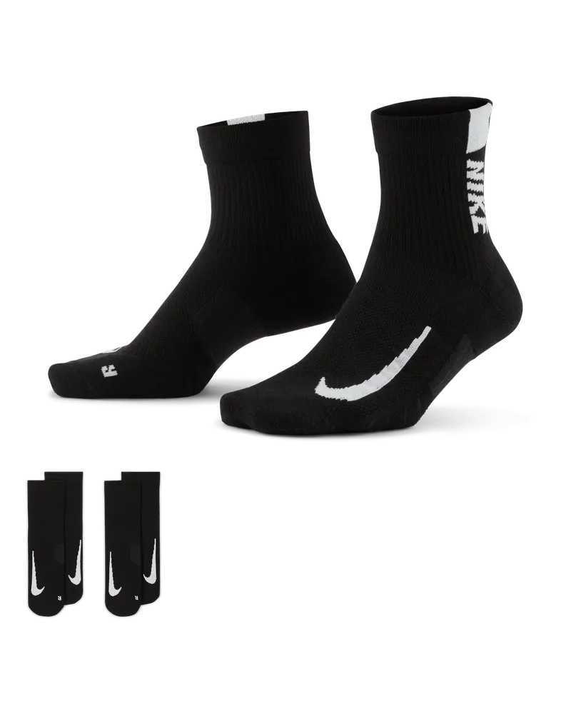 Nike Multiplier Running Knöchelsocken (2 Paar) - Schwarz Schwarz