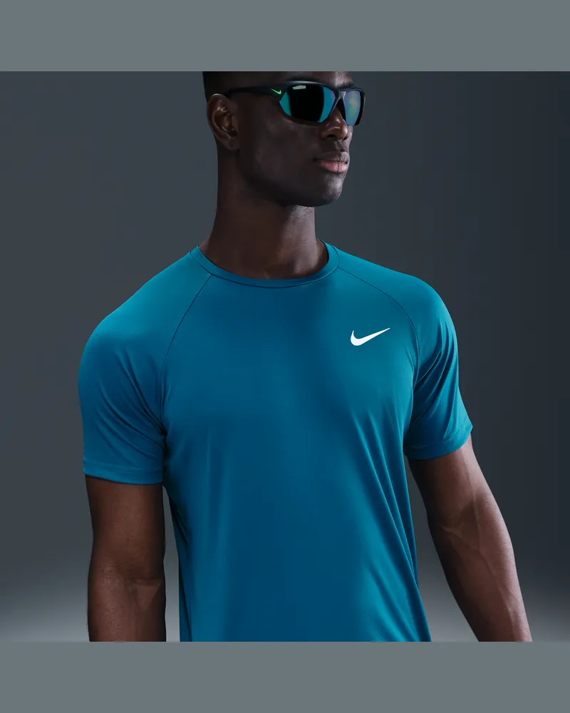 Nike Swim Hydroguard Essential Dri-FIT Kurzarm-Oberteil mit UV-Schutz (Herren) - Blau Blau