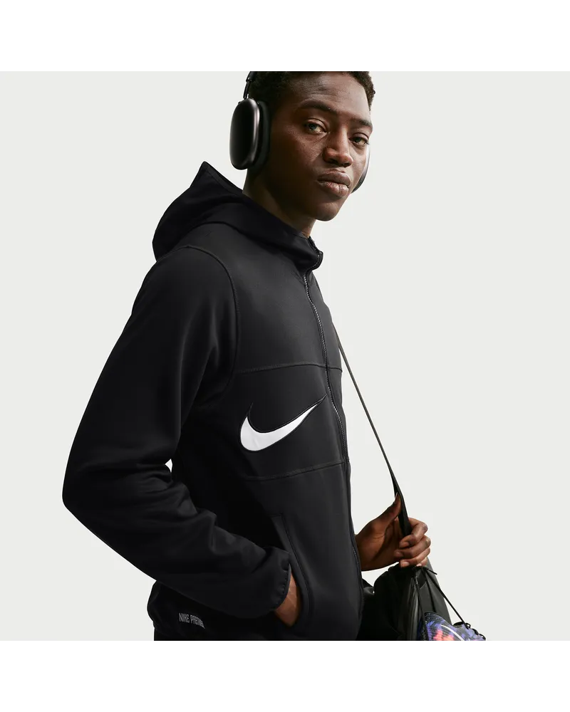 Nike Premier Fußball-Kapuzenjacke aus Strickmaterial (Herren) - Schwarz Schwarz