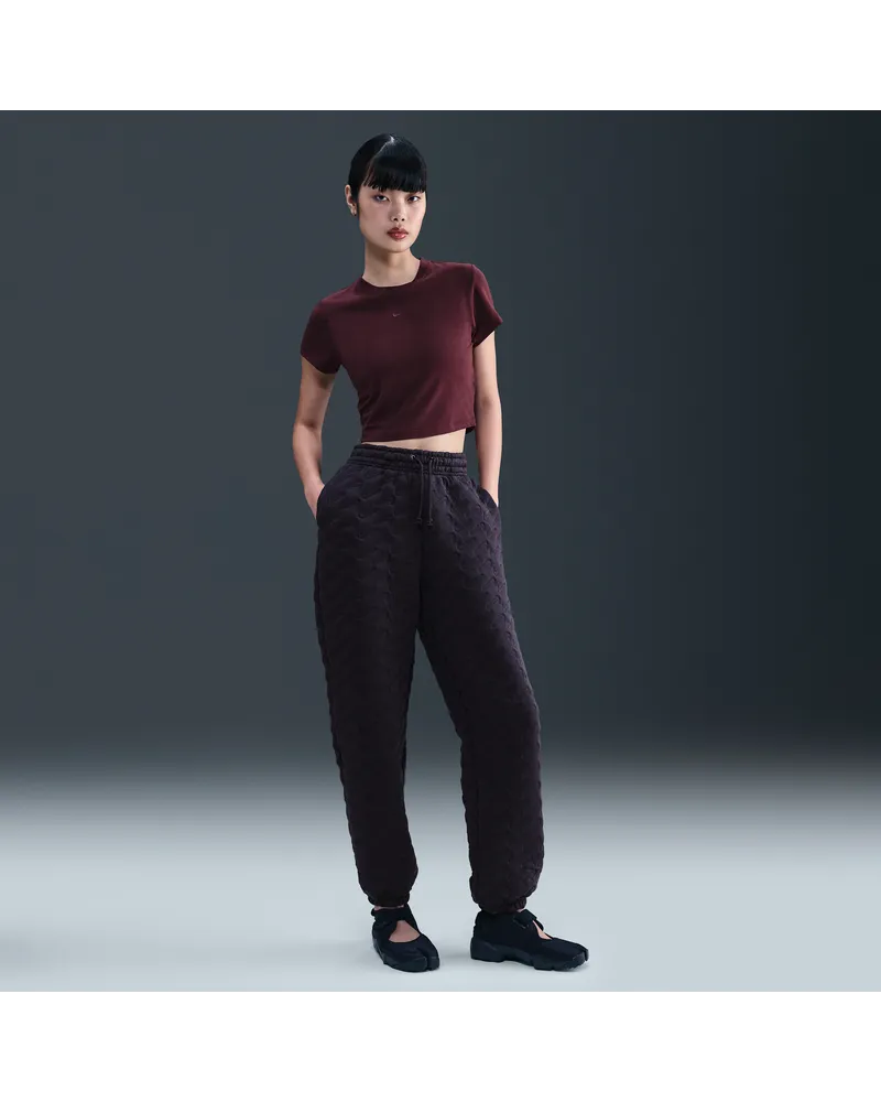 Nike Phoenix Fleece Oversize-Hose mit hohem Bund aus Jacquard (Damen) - Lila Lila