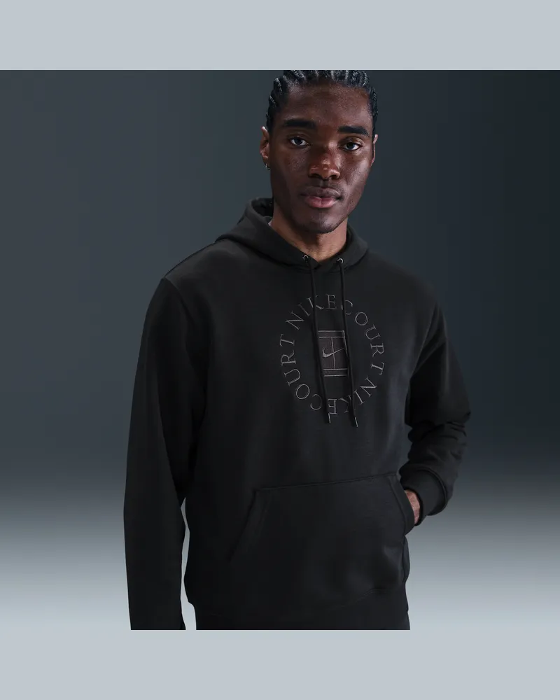 Nike Court Heritage Dri-FIT Tennis-Hoodie aus French Terry (Herren) - Schwarz Schwarz