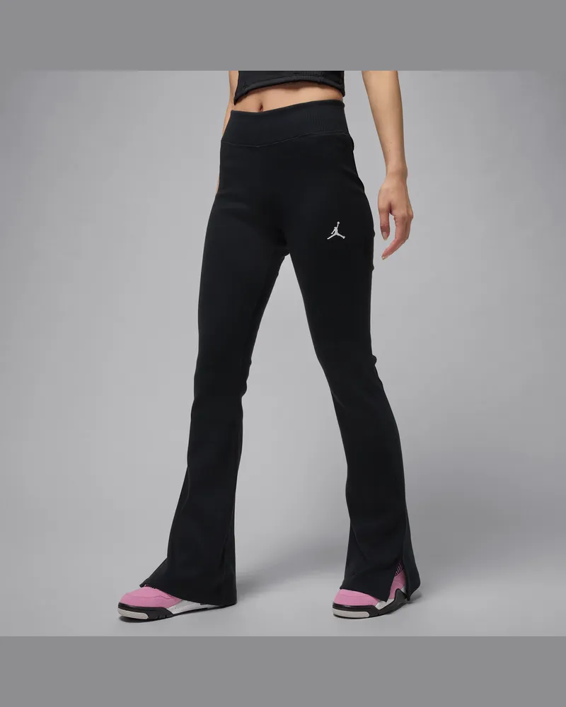 Jordan Brooklyn Essentials Leggings mit mittelhohem Bund und ausgestelltem Bein (Damen) - Schwarz Schwarz