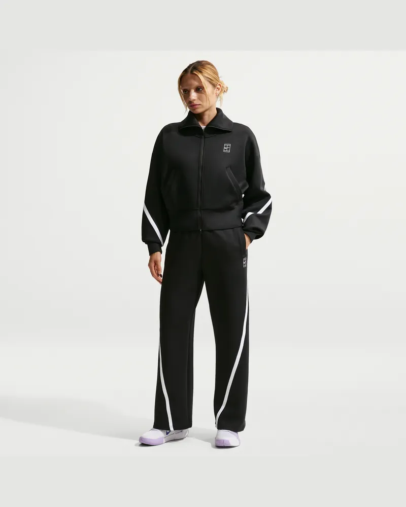 Nike Advantage Dri-FIT Tennishose mit mittelhohem Bund (Damen) - Schwarz Schwarz