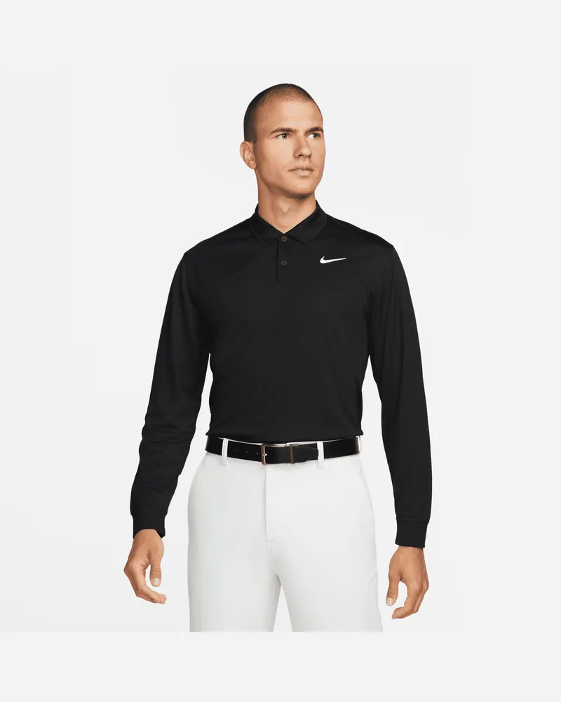 Nike Dri-FIT Victory Langarm-Golf-Poloshirt für Herren - Schwarz Schwarz