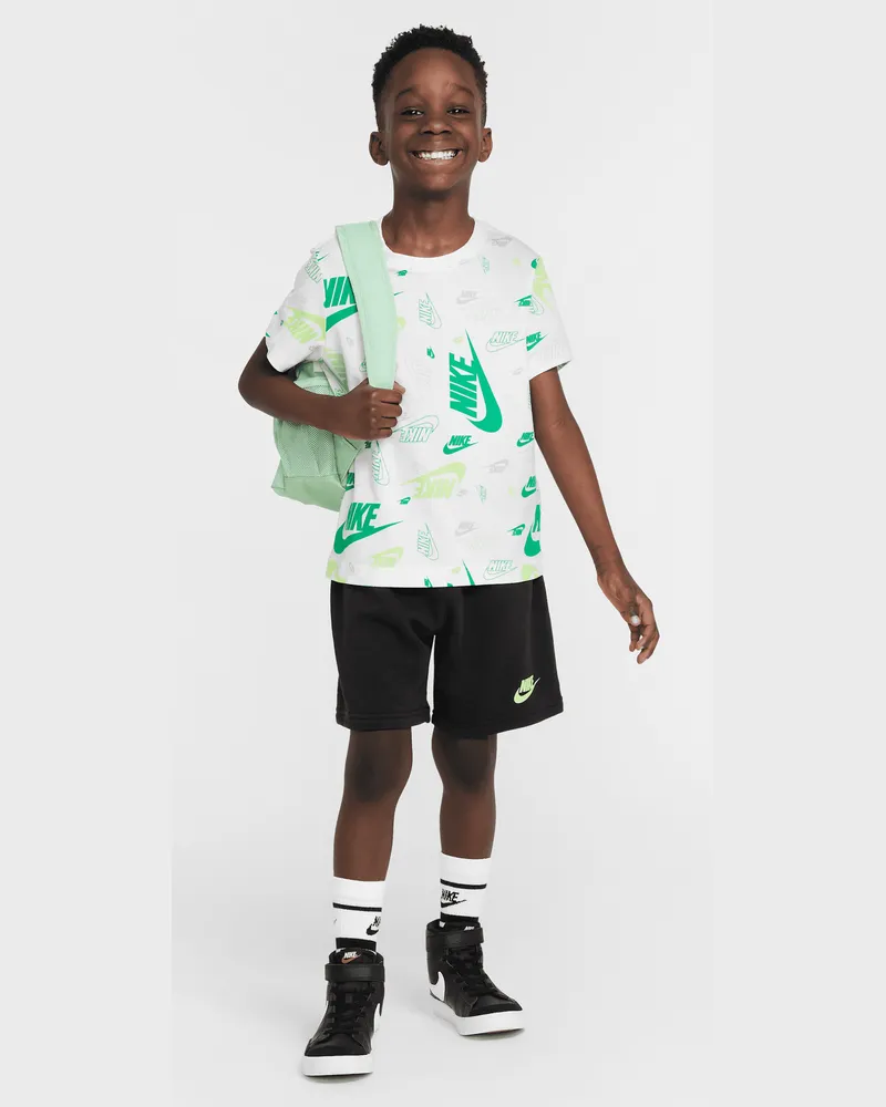 Nike T-Shirt mit Print und leichten Shorts aus French Terry (jüngere Kinder) - Schwarz Schwarz