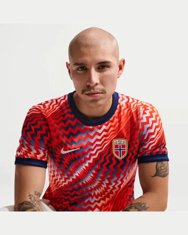 Nike Norwegen Academy Pro  Pre-Match Fußball-Kurzarmshirt mit Dri-FIT-Technologie (Herren) - Rot Rot
