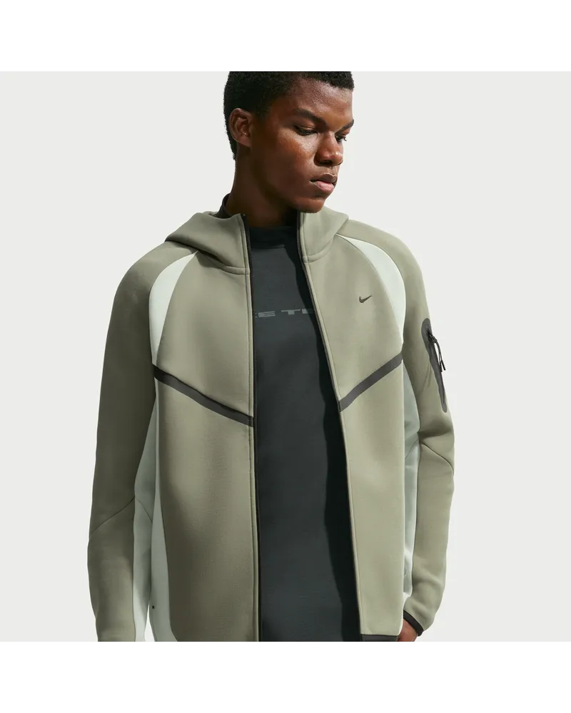 Nike Tech Windrunner-Fleecejacke mit durchgehendem Reißverschluss und Color-Block-Design (Herren) - Grau Grau