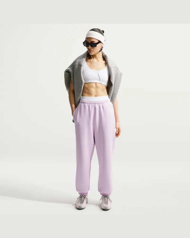 Nike Studio Fleece Oversize-Hose aus mittelschwerem Material mit hohem Bund und Bündchen (Damen) - Lila Lila