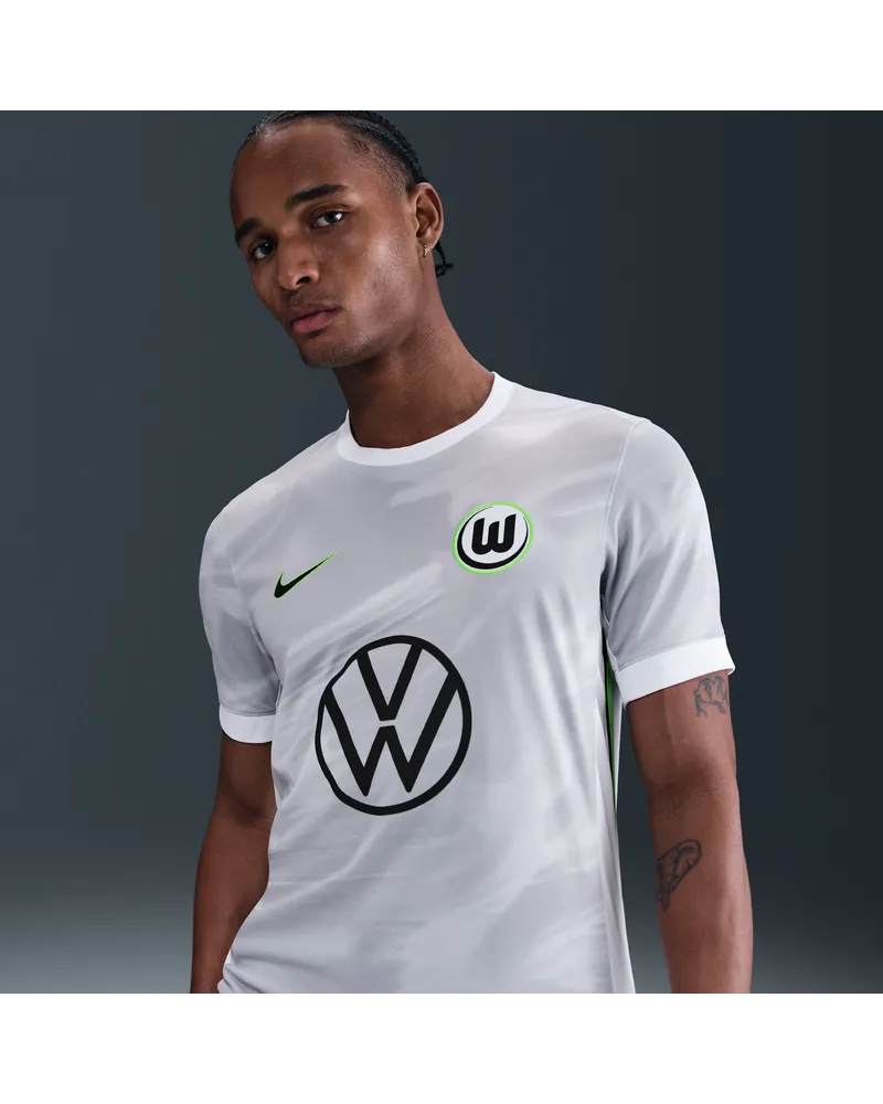 Nike VfL Wolfsburg 2025/26 Stadium Away  Replika Kurzarm-Fußballtrikot mit Dri-FIT-Technologie (Herren) - Weiß Weiß