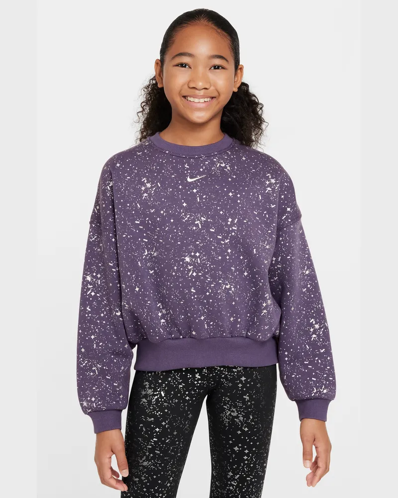 Nike Sportswear Club Fleece Sweatshirt mit Rundhalsausschnitt für ältere Kinder (Mädchen) - Lila Lila