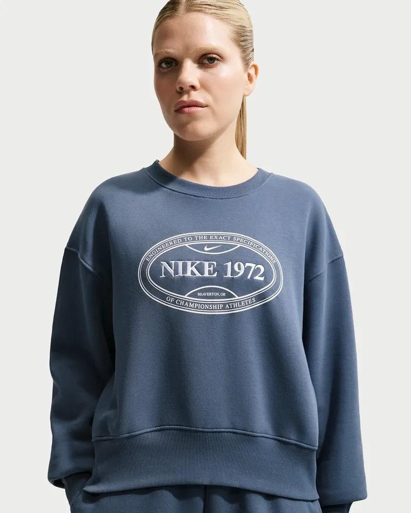 Nike Phoenix Fleece Oversize-Damen-Sweatshirt mit Rundhalsausschnitt - Blau Blau