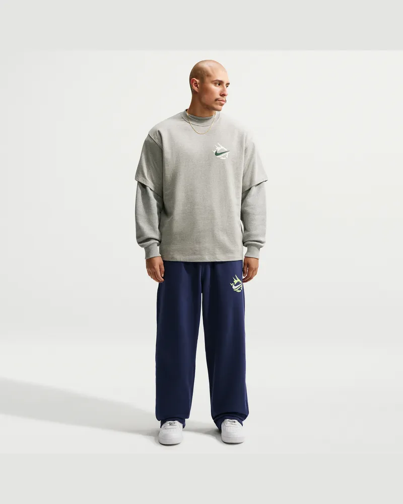 Nike Solo Swoosh Fleece-Hose mit offenem Saum für Herren - Blau Blau
