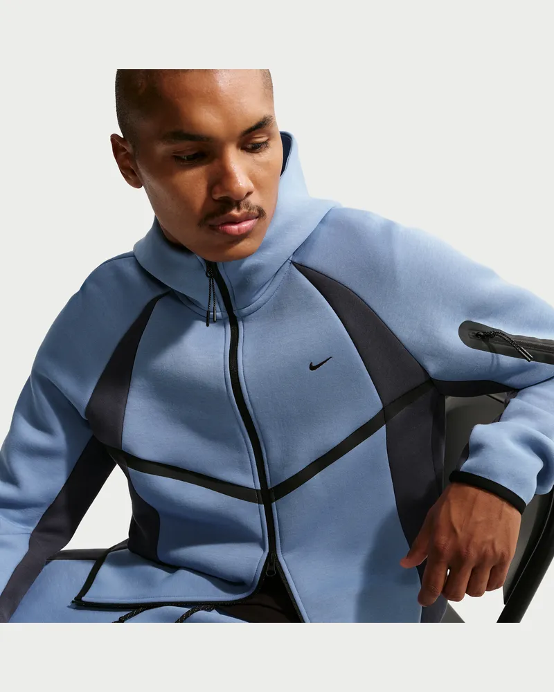 Nike Tech Windrunner-Fleecejacke mit durchgehendem Reißverschluss und Color-Block-Design (Herren) - Blau Blau