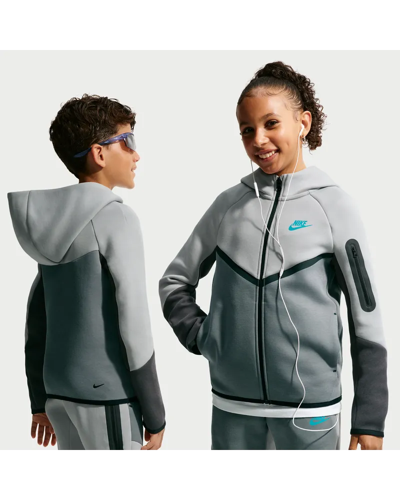 Nike Tech Fleece Hoodie mit durchgehendem Reißverschluss für ältere Kinder - Grau Grau