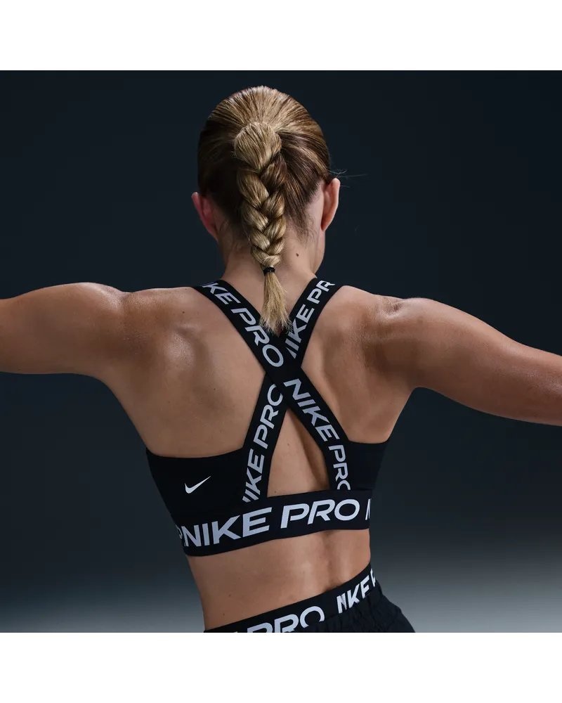Nike Pro ungepolsterter Sport-BH mit leichtem Halt - Schwarz Schwarz