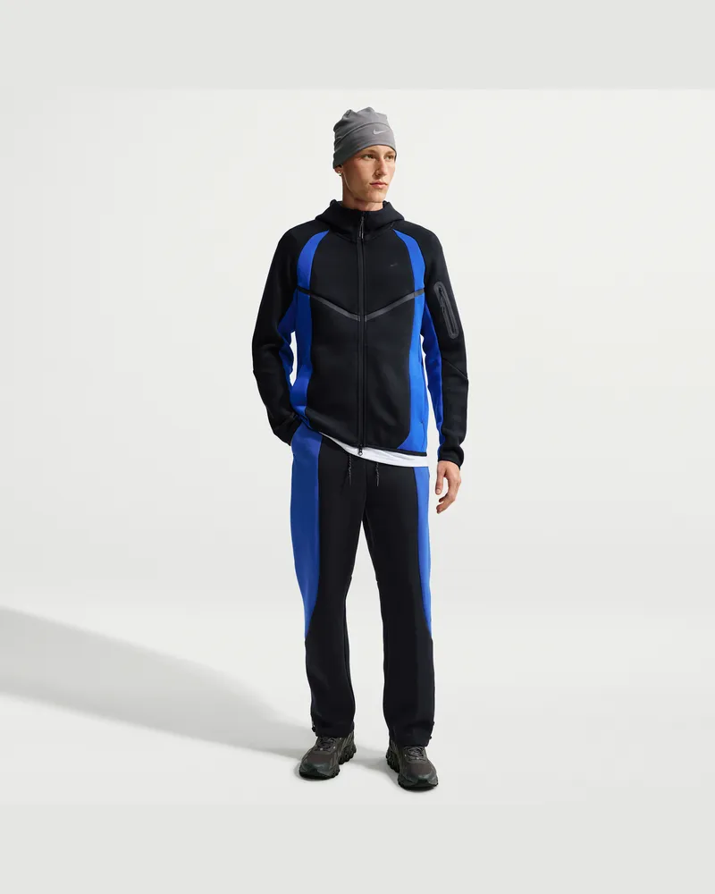 Nike Tech Fleece-Hose mit offenem Saum und Farbblock-Design (Herren) - Schwarz Schwarz