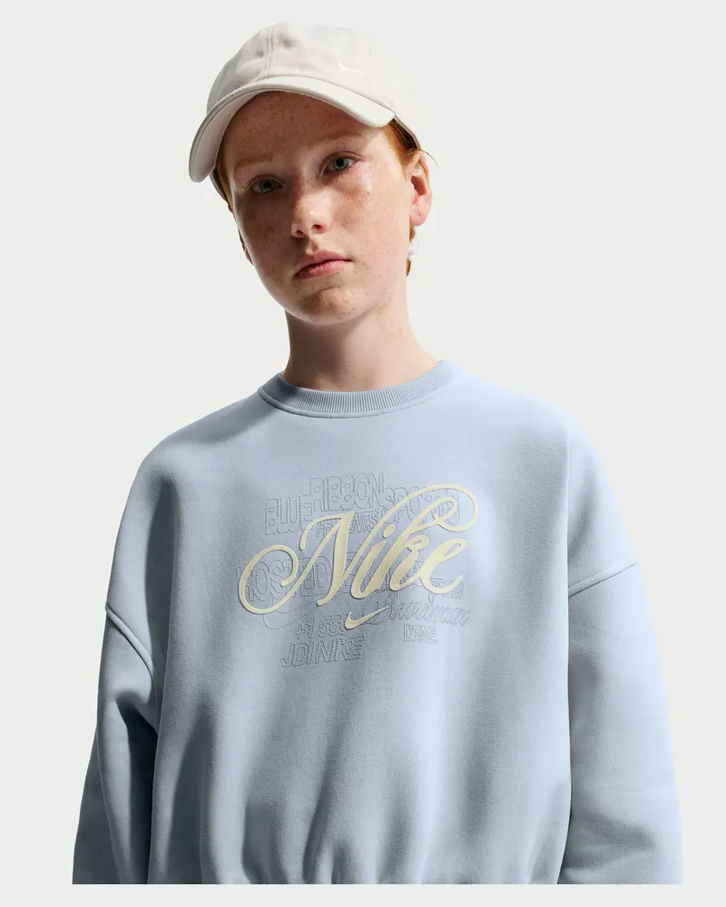 Nike Club Fleece Sweatshirt in kastenförmiger Passform für (ältere Kinder, Mädchen) - Grau Grau