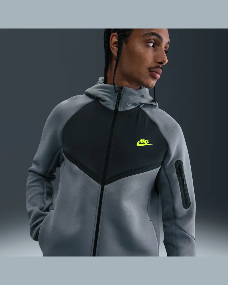 Nike Tech Windrunner-Jacke aus Fleece mit durchgehendem Reißverschluss (Herren) - Grau Grau