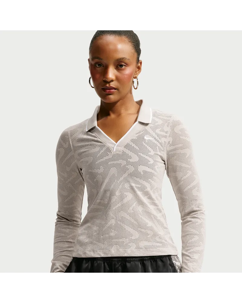 Nike Chill Knit eng und kurz geschnittenes Spitzen-Longsleeve (Damen) - Braun Braun