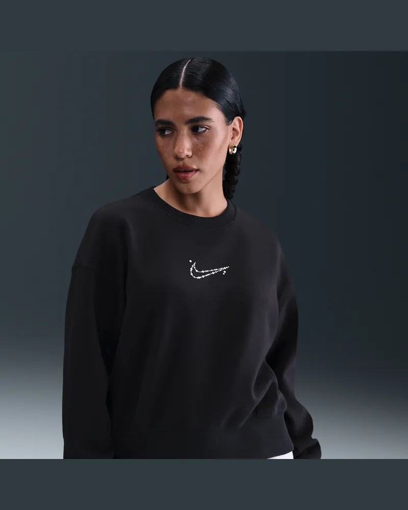 Nike Phoenix Fleece Oversize-Damen-Sweatshirt mit Rundhalsausschnitt - Schwarz Schwarz