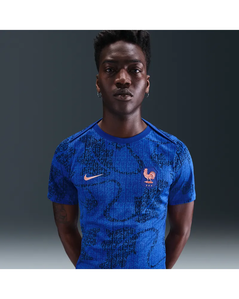 Nike FFF Academy Pro  Dri-FIT Pre-Match Kurzarm-Fußballoberteil (Herren) - Blau Blau