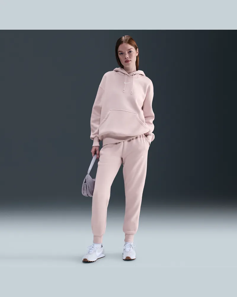 Nike Phoenix Fleece Damen-Trainingshose mit mittelhohem Bund - Pink Pink