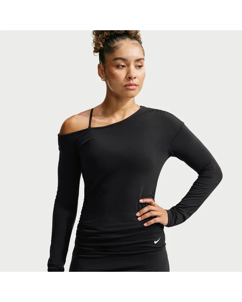 Nike One Relaxed Dri-FIT-Longsleeve für Damen - Schwarz Schwarz