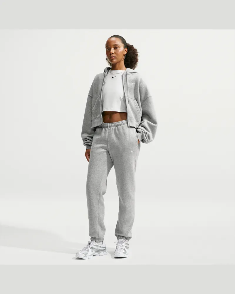 Nike Studio Fleece Medium Weight Hose mit mittelhohem Bund und Bündchen (Damen) - Grau Grau
