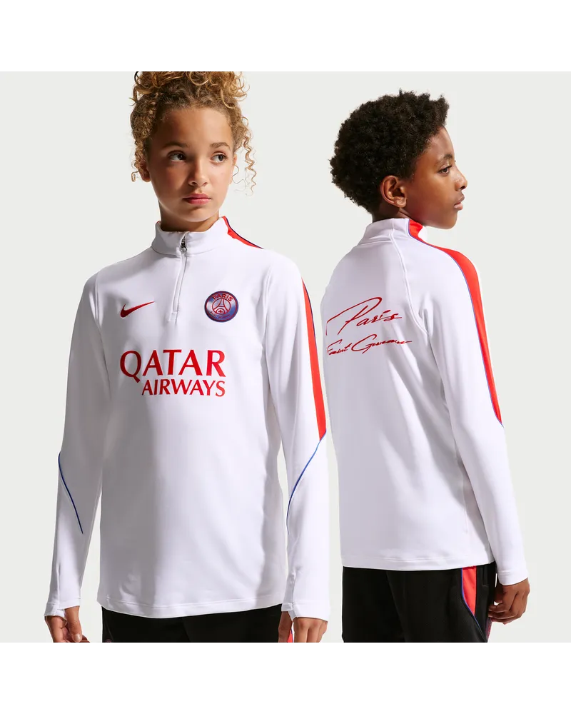 Nike Paris Saint-Germain Strike  Dri-FIT Fußball-Drill-Oberteil aus Strickmaterial (ältere Kinder) - Weiß Weiß
