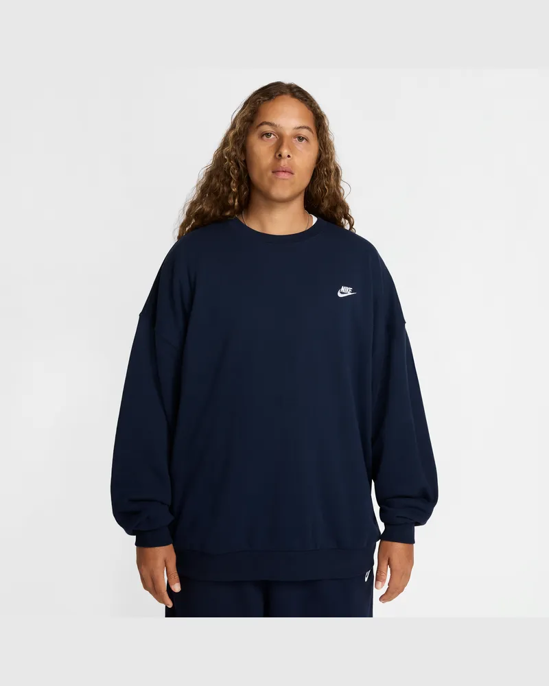 Nike Club Fleece Oversize-Rundhalsshirt aus French Terry (Herren) - Blau Blau