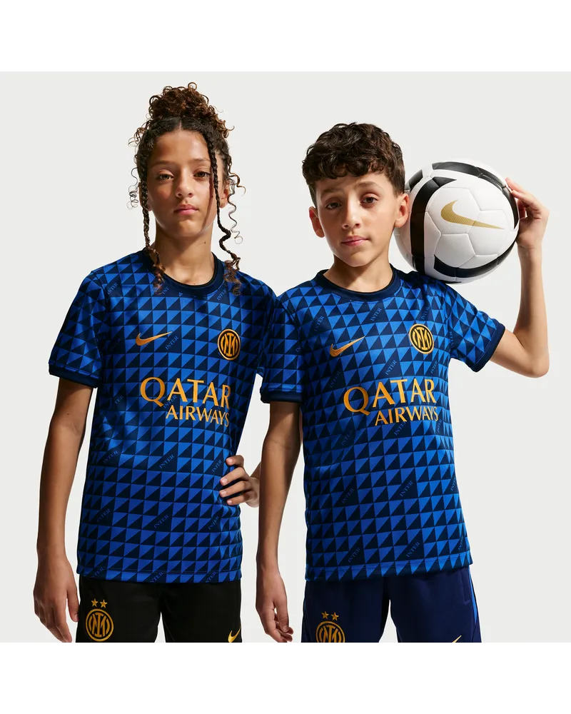 Nike Inter Mailand Home  Dri-FIT Pre-Match-Fußballoberteil (ältere Kinder) - Blau Blau
