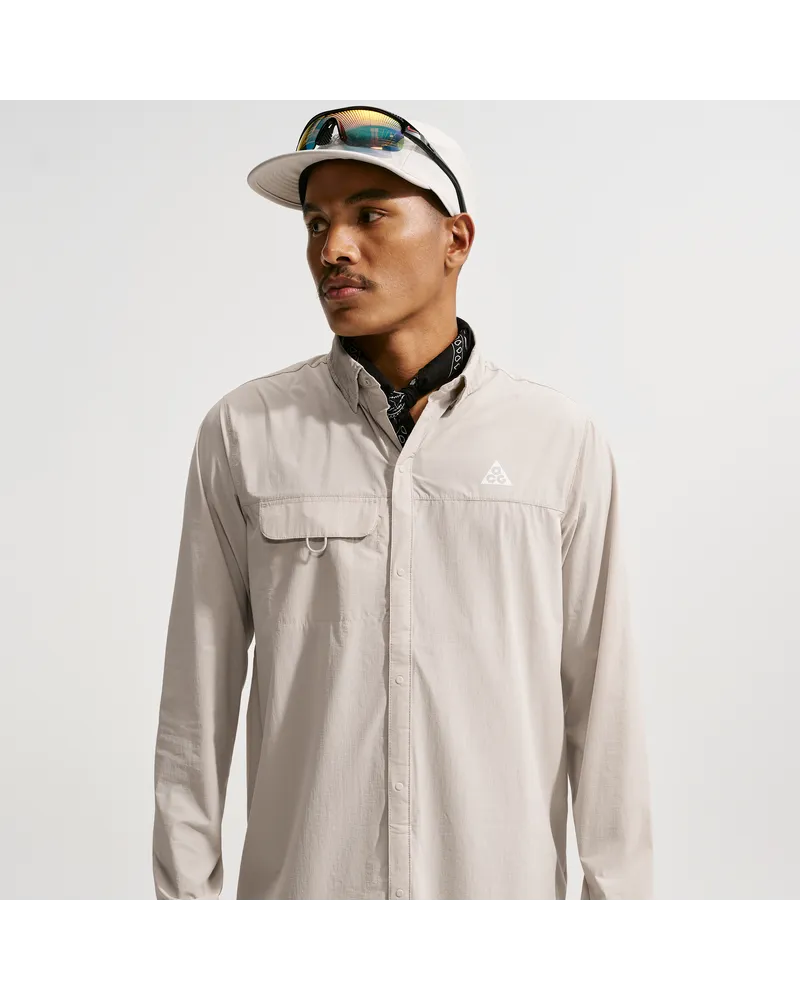 Nike ACG Aireez Button-up-Longsleeve für Traillauf (Herren) - Braun Braun