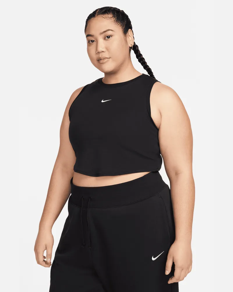 Nike Chill Knit enges, kurz geschnittenes Mini-Rib-Tanktop für Damen - Schwarz Schwarz