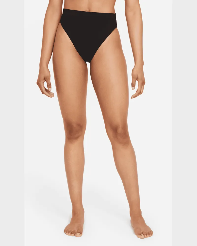 Nike Essential Damen-Schwimmhose mit hohem Bund - Schwarz Schwarz