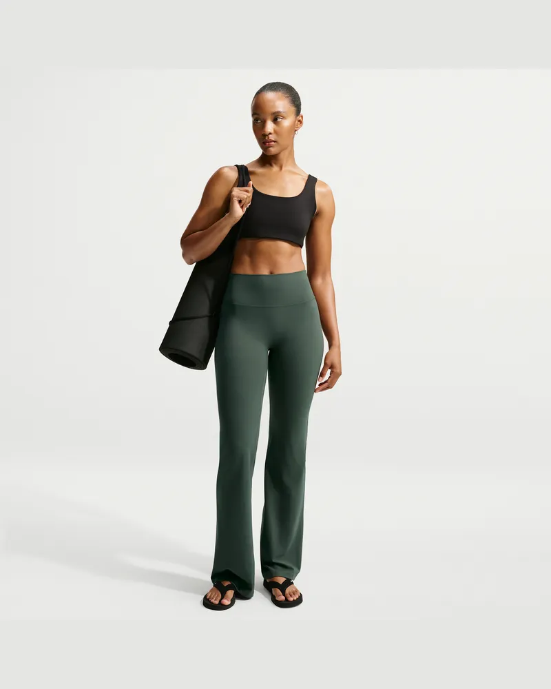 Nike Zenvy ausgestellte Leggings mit hohem Bund und ohne Frontnaht (Damen) - Grün Grün