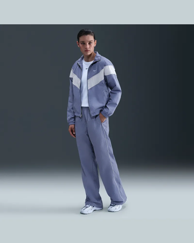 Nike Windrunner Webhose mit offenem Saum und hohem Taillenbund (Damen) - Blau Blau