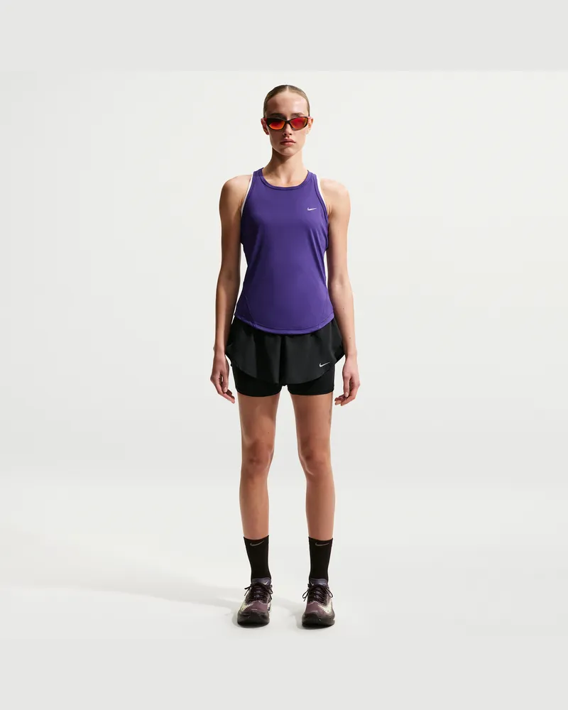 Nike Flow Dri-FIT 2-in-1-Laufshorts mit hohem Bund (Damen) - Schwarz Schwarz