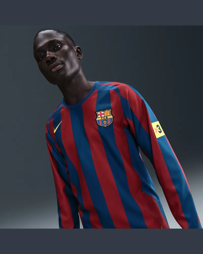 Nike Ronaldinho FC Barcelona 2005/06 Neuauflage  Football Replika Longsleeve-Trikot (Herren) - Blau Blau