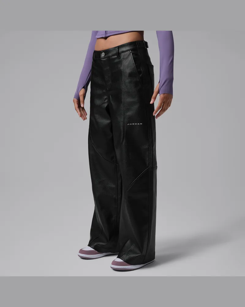 Jordan Flight weite Kunstlederhose für Damen - Schwarz Schwarz