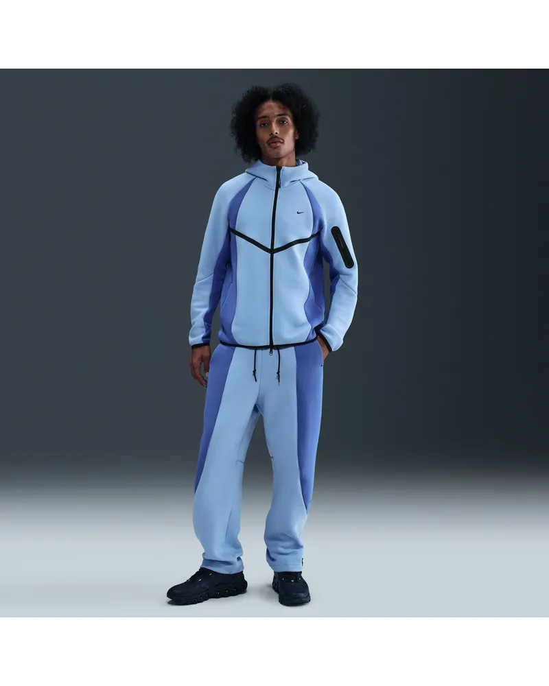Nike Tech Fleece-Hose mit offenem Saum und Farbblock-Design (Herren) - Blau Blau