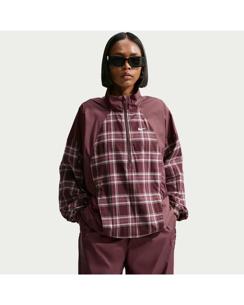 Nike Oversize-Flanell-Anorak mit Karomuster (Damen) - Lila Lila