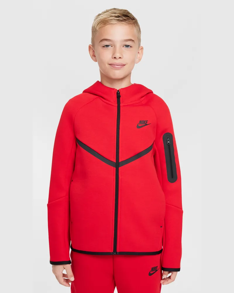 Nike Tech Fleece Hoodie mit durchgehendem Reißverschluss für ältere Kinder - Rot Rot