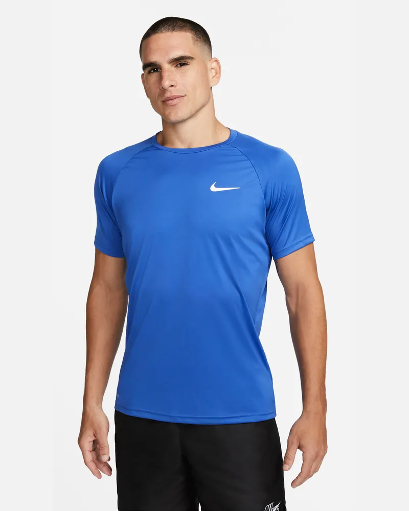 Nike Swim Hydroguard Essential Dri-FIT Kurzarm-Oberteil mit UV-Schutz (Herren) - Blau Blau