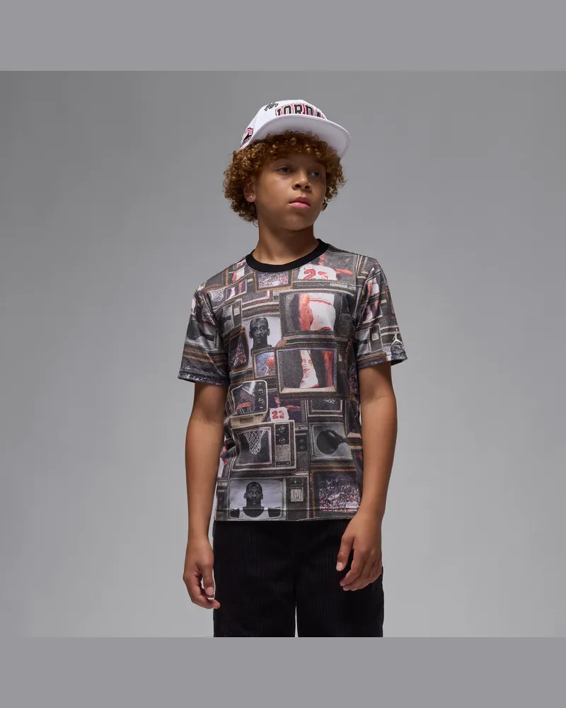 Jordan Flight Essentials Boxed Logo 3.0 T-Shirt (ältere Kinder) - Schwarz Schwarz