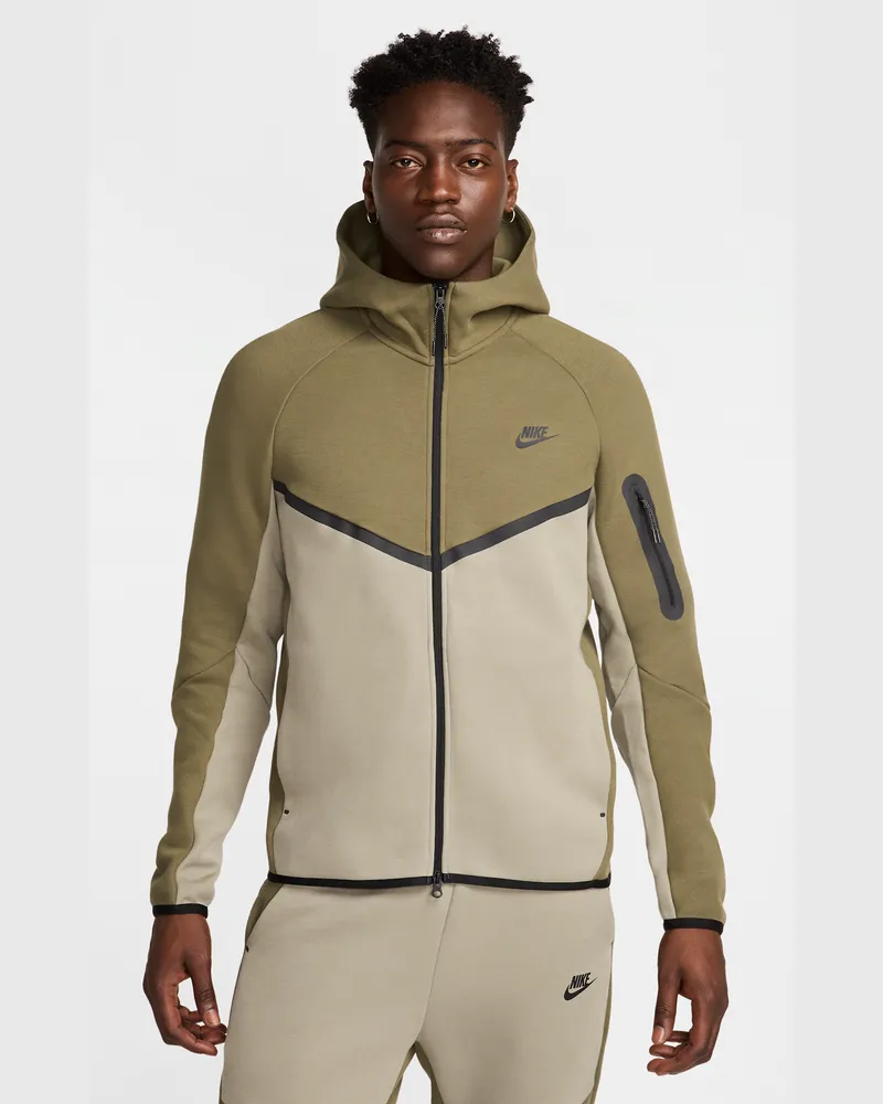 Nike Tech Windrunner-Jacke aus Fleece mit durchgehendem Reißverschluss (Herren) - Grün Grün