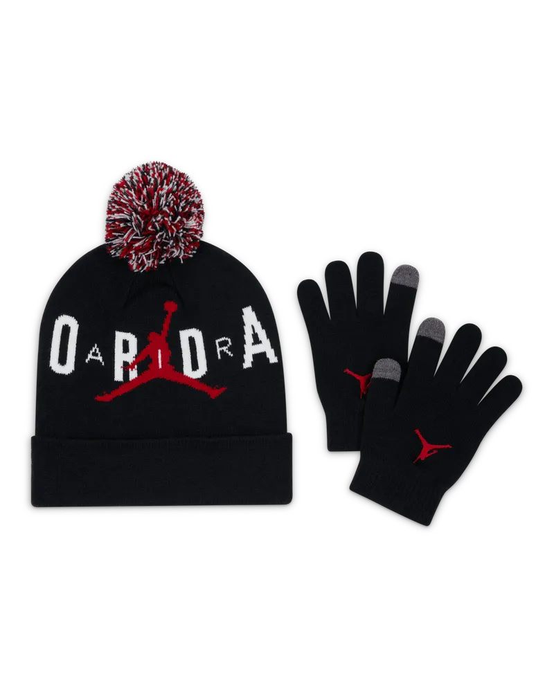 Jordan Pom Beanie Set 2-teilig (ältere Kinder) - Schwarz Schwarz