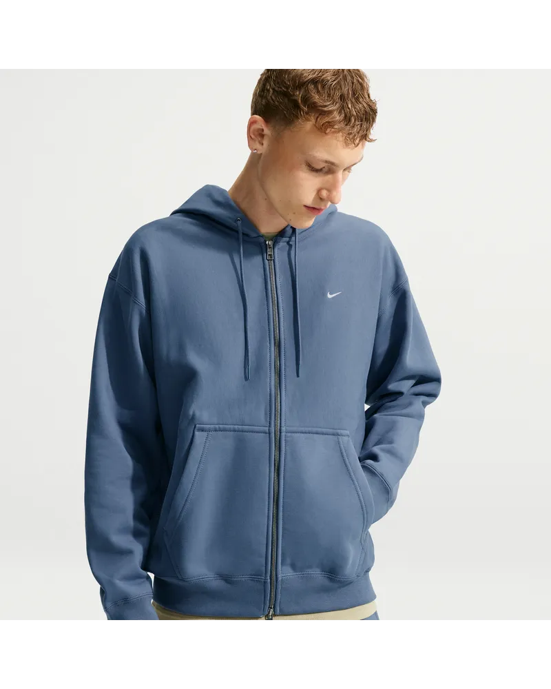 Nike Solo Swoosh Fleece-Kapuzenjacke mit durchgehendem Reißverschluss (Herren) - Blau Blau