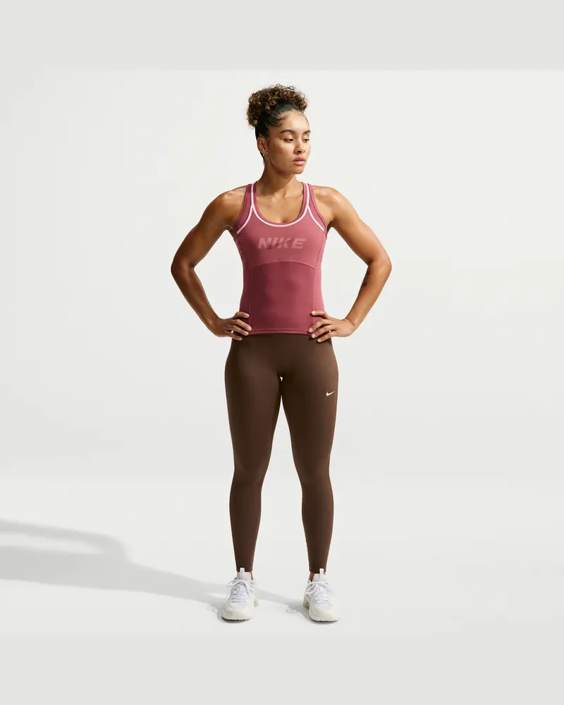 Nike One Leggings in voller Länge mit nahtloser Vorderseite und hohem Bund (Damen) - Braun Braun